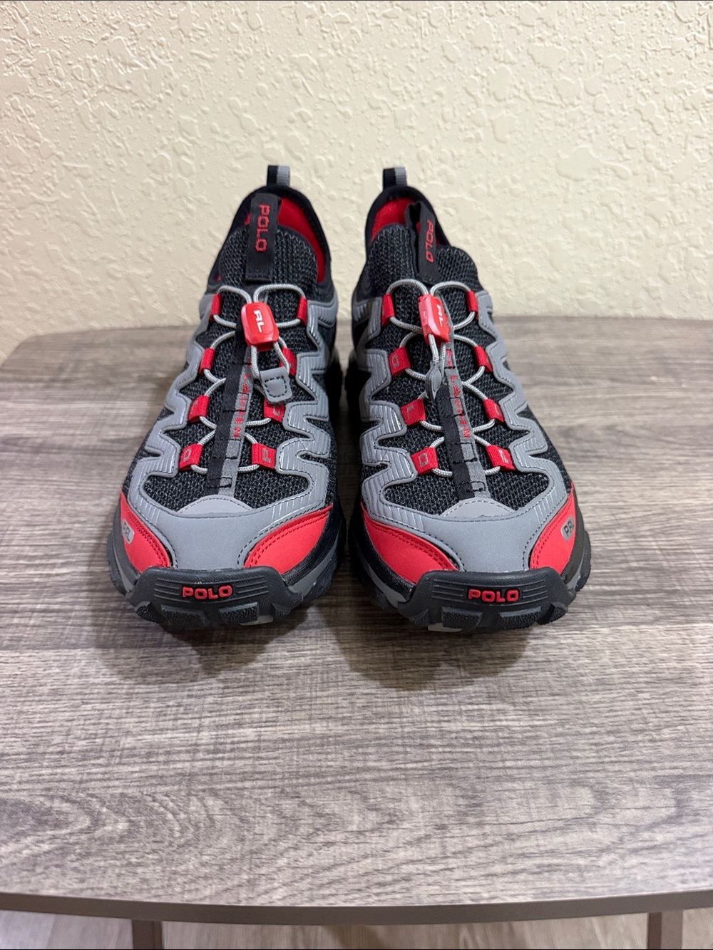 Polo by Ralph Lauren Gray and Red Trail Sneakers